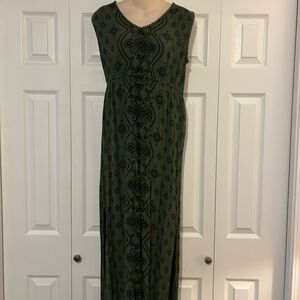 Xhilaration Olive Green Maxi Dress with Black Patterns